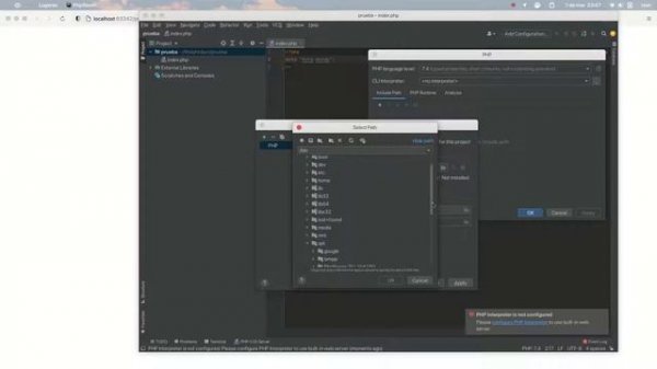 PHP interpreter in not configured