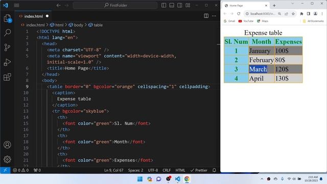 53 Useful table tag attributes | Cellspacing, cellpadding, bordercolor, height, width attribute смотреть онлайн