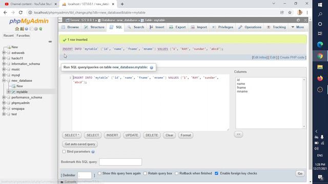 phpMyAdmin Data Insert in localhost , Windows 10 xampp server смотреть онлайн