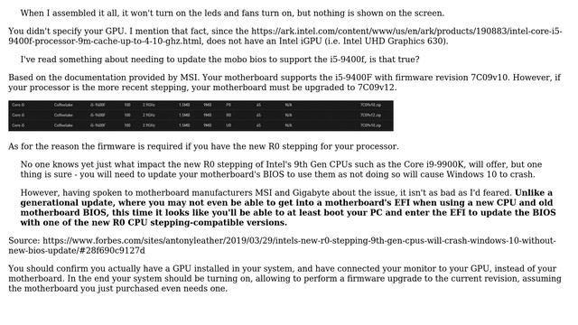 H310M PRO-VDH PLUS MOTHERBOARD AND I5-9400F Won't Turn On (3 Solutions!!)