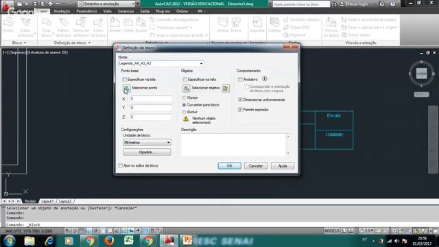 Aula 07 (AutoCAD 2012) - Como criar um bloco de legenda para folhas A4, A3 e A2 смотреть онлайн