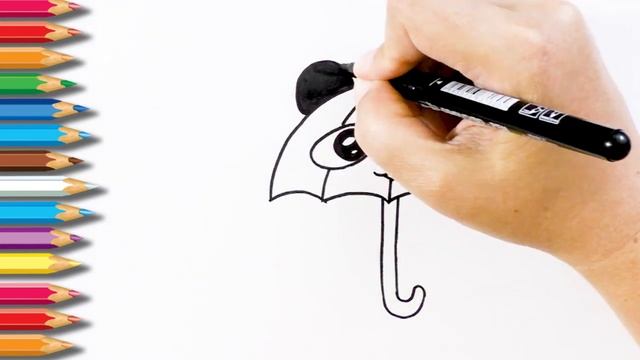 Как нарисовать ЗОНТ. Раскраски для детей ЗОНТ - ПАНДА. Мультик - раскраска. Учим цвета смотреть онлайн