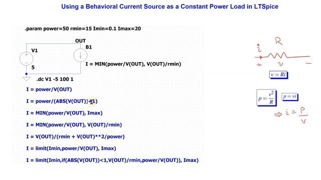 How to simulate a constant power load in LTSpice, PSPICE and PySpice смотреть онлайн