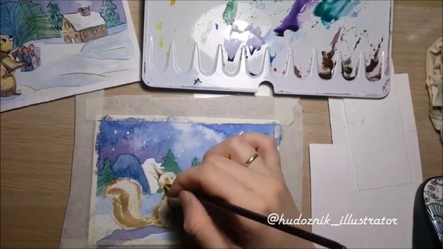 Акварельная открытка/Watercolor postcard смотреть онлайн