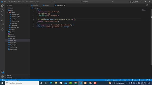 [26] Build Instagram Clone with PHP,MYSQL + JS:Creating the getUserDataFromSession method смотреть онлайн