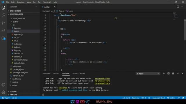 33. Conditional Rendering in React ll React JS full Playlist 2022 ll Brainy Bhai смотреть онлайн