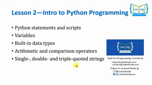 Learn Python | Chapter 02: Intro to Python Programming Ep.0: Chapter Overview | CodeOfCode смотреть онлайн