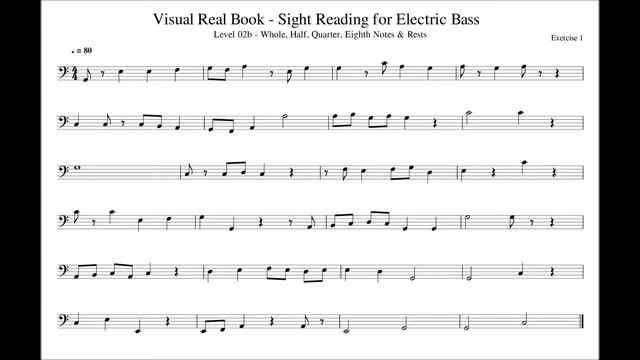 Sight Reading for Bass, Level 02b (Whole, Half, Quarter & Eighth Notes and Rests), Exercise 01 смотреть онлайн