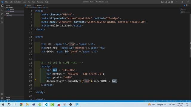 [WEB1043-SP23] Buổi 1 - Làm quen với javascript - getElementById смотреть онлайн