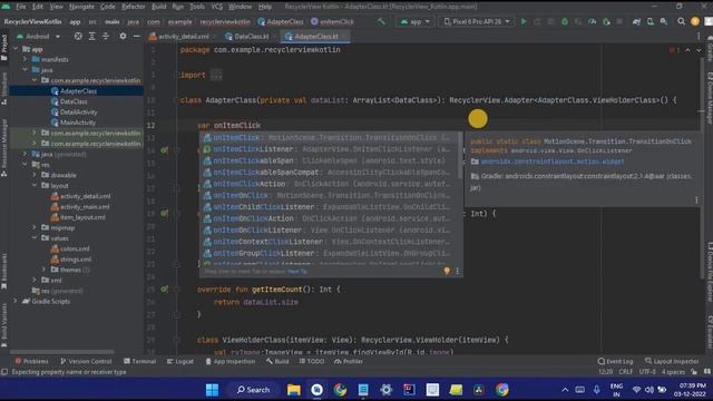 RecyclerView with Detailed Activity in Android Studio using Kotlin | Item Click Listener смотреть онлайн