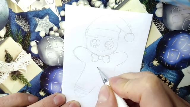 Как нарисовать НОВОГОДНИЙ ПРЯНИК ? Новогодние рисунки ?Простые рисунки смотреть онлайн