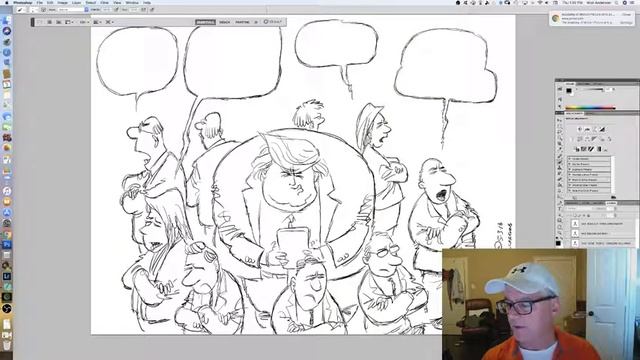 Drawing a Trump cartoon on a Wacom Cintiq monitor with Adobe Photoshop смотреть онлайн