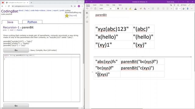 Recursion - 1 (parenBit) Java Solution || Codingbat.com смотреть онлайн