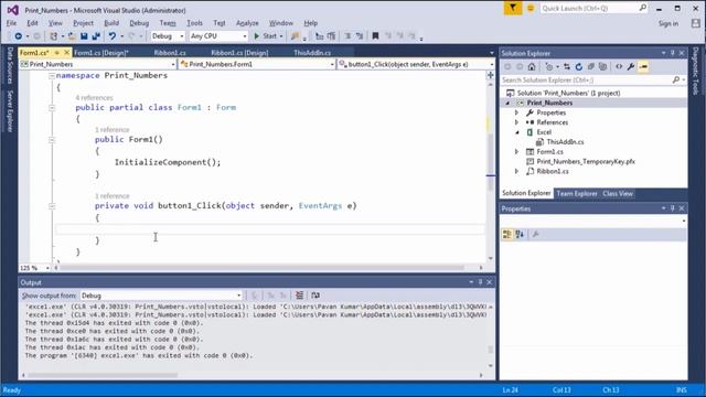 Excel Addins in Csharp: Print Numbers In Single Column by creating Addin in Excel смотреть онлайн