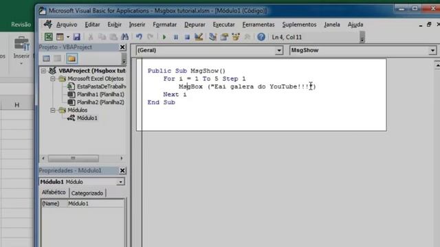 VBA - Como Usar Caixas de Mensagem "msgbox" no Excel 2013 смотреть онлайн