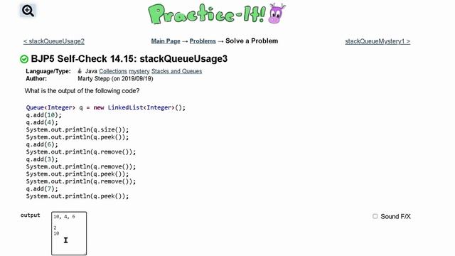 Java Practice It | Self-Check 14.15: stackQueueUsage3 | Collections, mystery, #stacks and #queues смотреть онлайн
