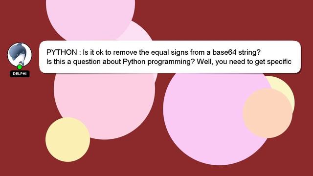 PYTHON : Is it ok to remove the equal signs from a base64 string? смотреть онлайн