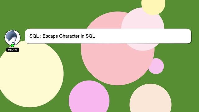 SQL : Escape Character in SQL смотреть онлайн