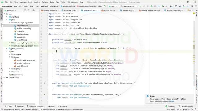 SQLite CRUD Operation in Android Studio With Kotlin Language Part 3 смотреть онлайн