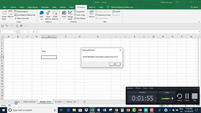 MS Excel: Sort sheet name tabs from A to Z смотреть онлайн