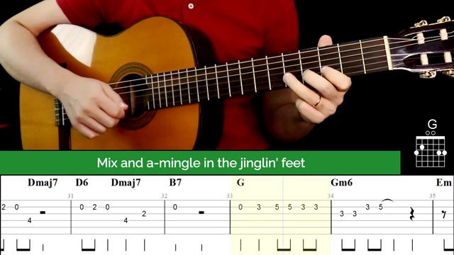How to play JINGLE BELL ROCK on guitar | Guitar Tab | Easy Tutorial смотреть онлайн