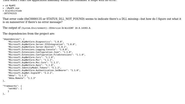 app returns no error message running Kestrel on nanoserver in Docker (missing dll?) смотреть онлайн
