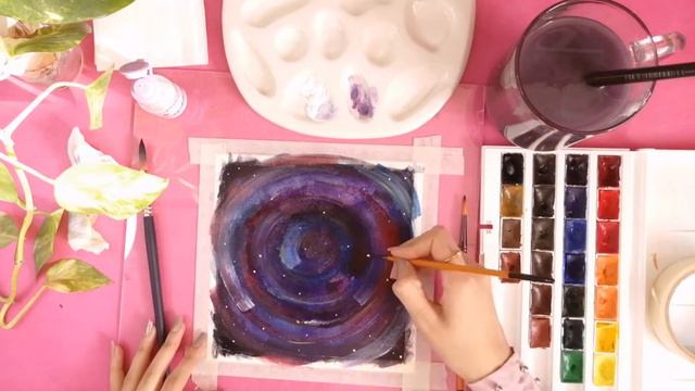 Draw a Magic Picture! /paint a galaxy! /#watercolor #painting #paint #art #watercolorpainting смотреть онлайн