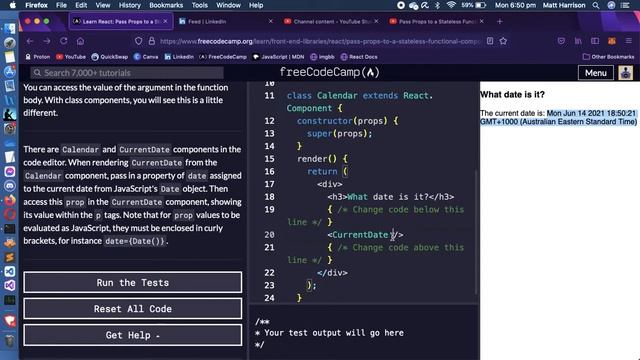 Pass Props to a Stateless Functional Component - freeCodeCamp смотреть онлайн