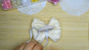 Бантики из атласных лент и кружева канзаши цветы/ как сделать бантики/How to make kanzashi hair bow