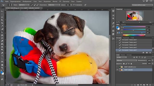 Adobe Photoshop - Инструмент "Кисть (замена цвета) " смотреть онлайн
