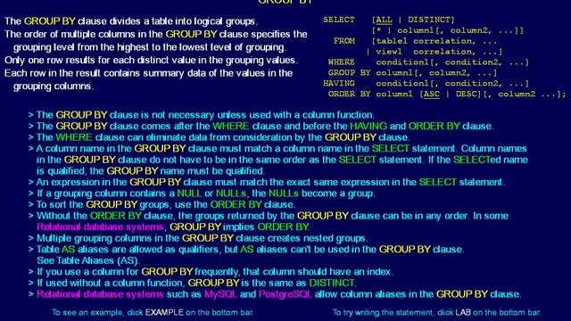 SQL 102 Grouping, GROUP BY or How can I form logical groups of data? смотреть онлайн