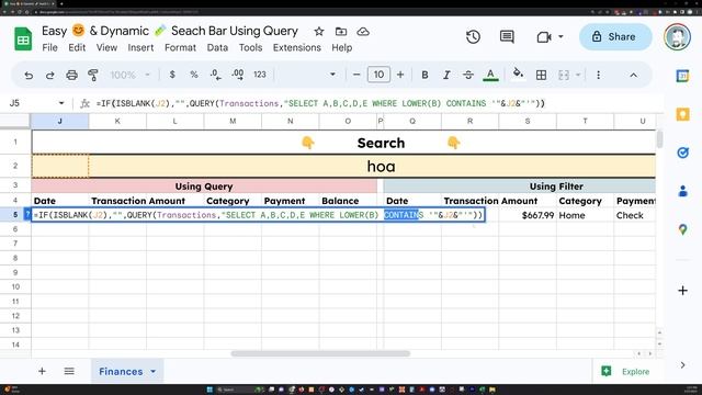 Google Sheets - Create a Dynamic Search Bar with Query and Filter смотреть онлайн