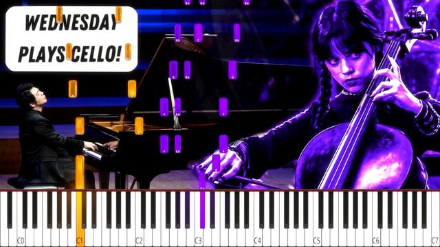 Wednesday Addams Plays The Cello (Virtuosic Piano Solo) - (HARD) Piano Tutorial смотреть онлайн