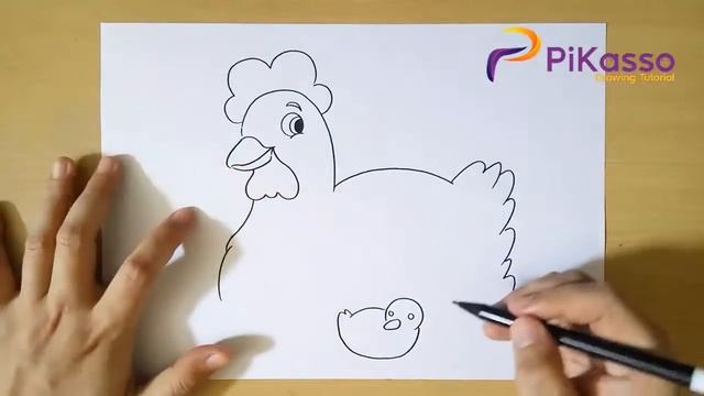 How To Draw Hen And Chick With Coloring Step By Step
