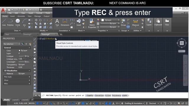 011 (DRAW TOOL) (REC) RECTANGLE COMMAND IN AUTOCAD, DIFFRENCE BETWEEN WIDTH & THICKNESS смотреть онлайн