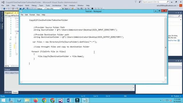 PART 73 How to Copy All Files From One Folder To Another Folder Using C# Script(Tamil) | TechIT DBA смотреть онлайн