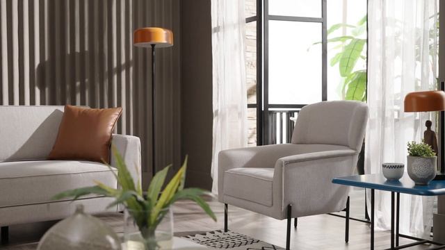 Кресло ENZA HOME "DANTE" Светло-серый Ножки Металл Черный смотреть онлайн