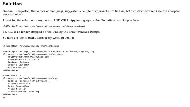 Can I configure apache/mod_wsgi so that the Alias URL path is not stripped before it reaches my... смотреть онлайн