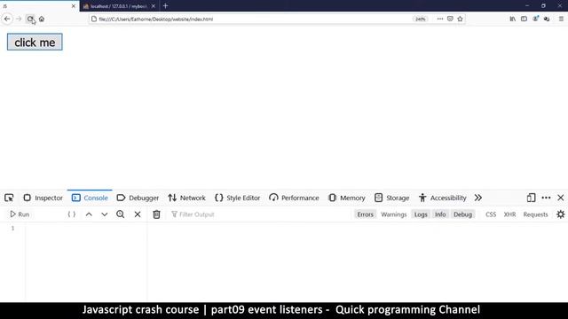 Javascript crash course | part09 Event listeners | Quick programming tutorial смотреть онлайн