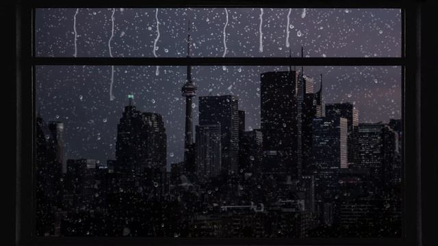 4K City Window View With Thunder & Rain - Relaxing, Calming, Ambience, White Noi