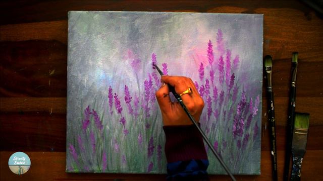 Lavender Field | Art of acrylic 23 | Easy step by step painting tutorial смотреть онлайн