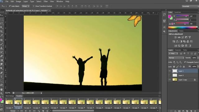 How to Make an animated butterfly Movement Gif in Photoshop смотреть онлайн