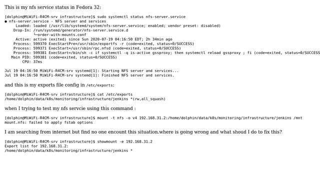 Mount.nfs: Failed To Apply Fstab Options When Mount Nfs File System In Fedora 32