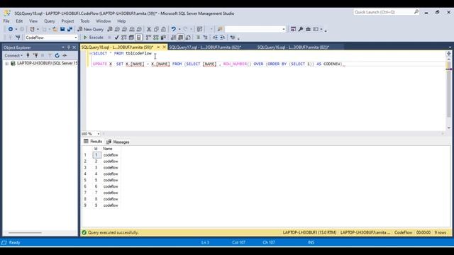 Update column's values with unique value using row_number() in sql. смотреть онлайн