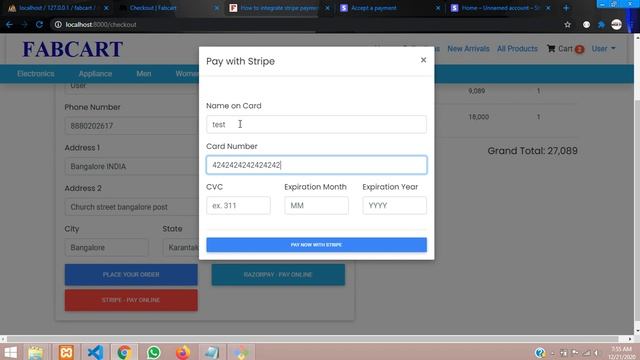 Laravel 5.8 Ecommerce Part-41: Checkout page - Stripe payment gateway integrated for placing order смотреть онлайн