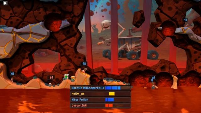 Играем в Worms: Revolution с Just0ns@nt. Сетевая игра №2. смотреть онлайн