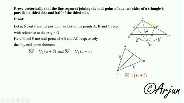 vector theorem 8: The line segment joining the mid-point of any two sides of a triangle is ... смотреть онлайн