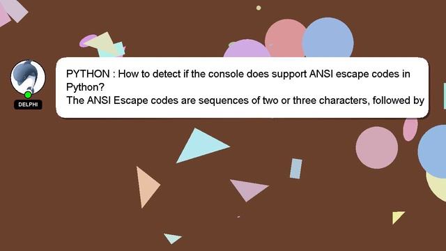 PYTHON : How to detect if the console does support ANSI escape codes in Python? смотреть онлайн