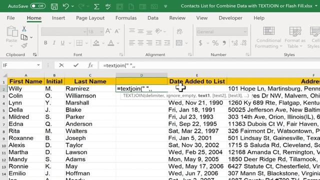 Combining Excel Data by using TEXTJOIN or Flash Fill смотреть онлайн