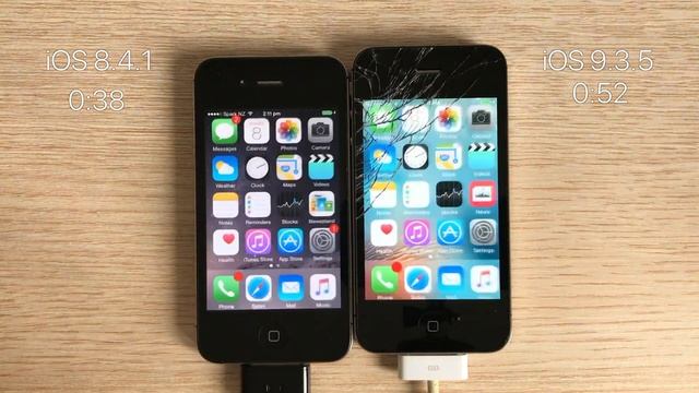 iOS 8.4.1 vs iOS 9.3.5 iPhone 4S Speed Test смотреть онлайн